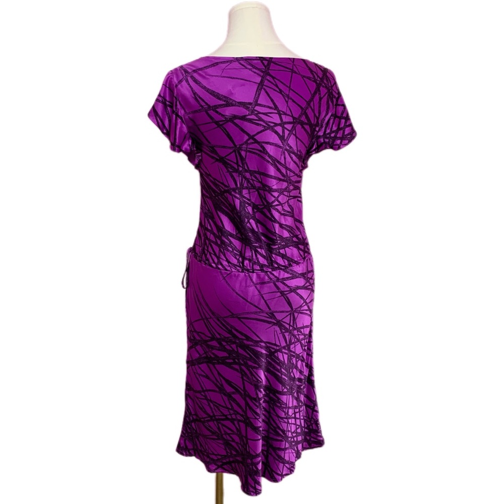 NWT VTG BCBGMAXAZRIA Purple Silk Midi Dress 4 - Picture 6 of 6